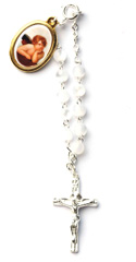Zehnerrosenkranz-Armband gekettelt –  Ankerkette Lithopal weiss