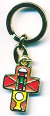 Schlüsselanhänger Kreuz aus Metall – Orange –