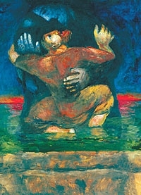 Jakobs Kampf am Jabbok – Kunstpostkarte