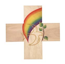 Holzkreuz „Taube und Regenbogen“