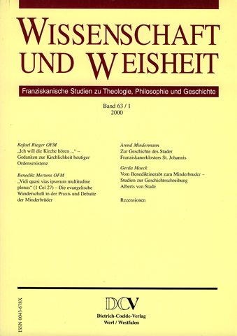 Wissenschaft und Weisheit – Band 63 / 1 (2000)