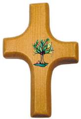 Handschmeichler Holzkreuz mit Lebensbaum-Motiv