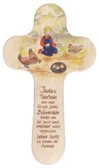 Holzkreuz „Jedes Tierlein ...“