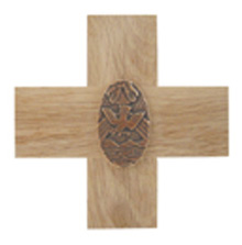 Holzkreuz Eiche natur mit Bronzeelement