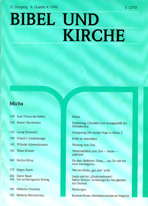Bibel und Kirche – 51. Jahrgang (4 / 1996)