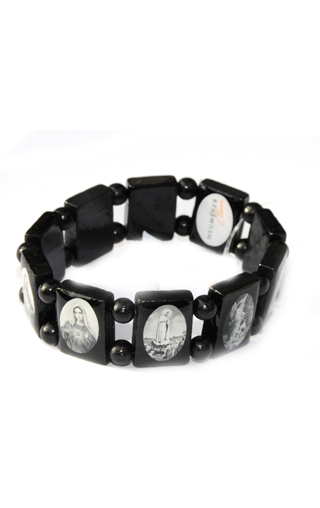 Schutzheiligen-Armband schwarz/weiß