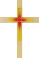 Holzkreuz mit Glasapplikation – 15 x 10 cm